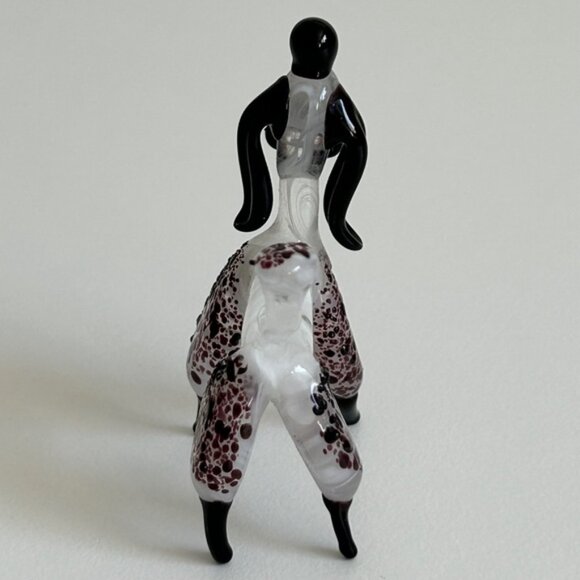 Art Glass Lampwork  2.5inch Poodle Black White Retro 50s Look - Picture 5 of 6